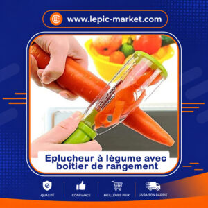 Eplucheur à légume avec boitier de rangement Éplucheur à Légumes Multifonctionnel avec Boîtier de Rangement