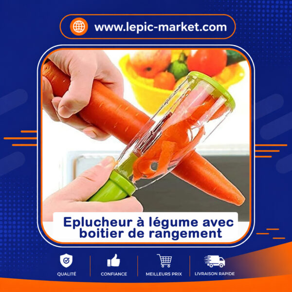 Eplucheur à légume avec boitier de rangement Éplucheur à Légumes Multifonctionnel avec Boîtier de Rangement