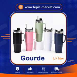 Gourde 1,5L Gourde isotherme avec paille 1,5 L